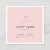 Moderne grafische monogram ontwerp roze roze vlakt vierkante visitekaartje (Voorkant)