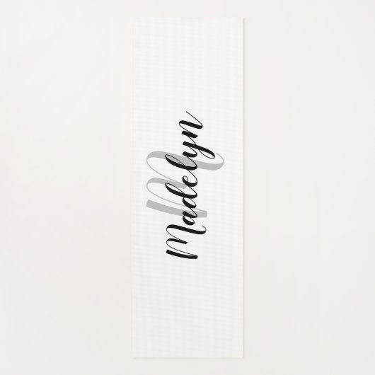 Moderne grafische monogram zwart-wit Yoga Mat Work (Voorkant)