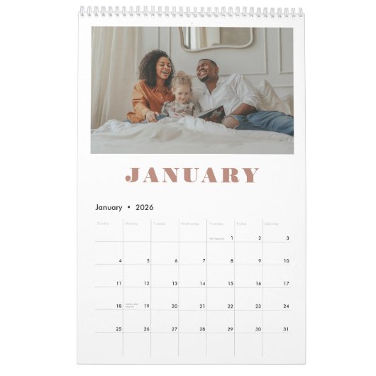 Moderne grafische multi-fotoserie herinneringen kalender (Jan 2026)