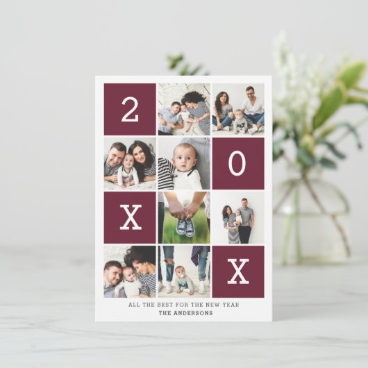 Moderne grafische multifoto feestdagenkaart (Staand voorkant)