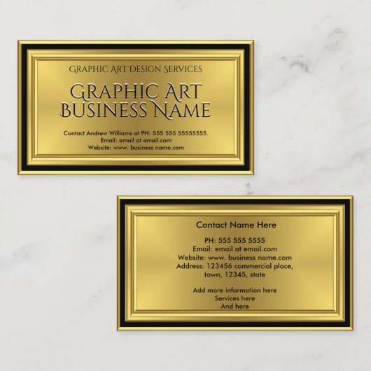 Moderne grafische ontwerper Gold Black Deco Visitekaartje (Voorkant / Achterkant)