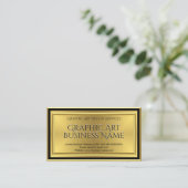 Moderne grafische ontwerper Gold Black Deco Visitekaartje (Staand voorkant)