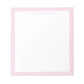 Moderne grafische pasteel Blush roze gingham speld Notitieblok (Voorkant)