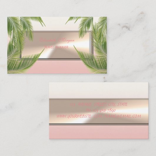 Moderne grafische professional, palmbladeren visitekaartje (Voorkant / Achterkant)