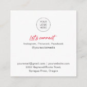 Moderne grafische QR-codetekens foto-visitekaartje Vierkante Visitekaartje (Achterkant)