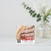 Moderne grafische QR-codetekens foto-visitekaartje Vierkante Visitekaartje (Staand voorkant)