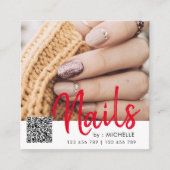 Moderne grafische QR-codetekens foto-visitekaartje Vierkante Visitekaartje (Voorkant)