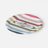 Moderne grafische regenboogstrips met partijnaam papieren bordje (Gekanteld)