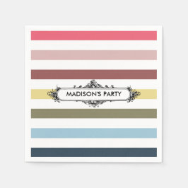 Moderne grafische regenboogstrips met partijnaam servet