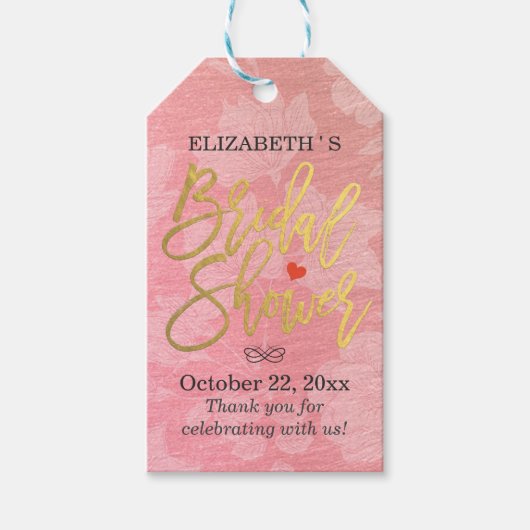 Moderne grafische Roos Gold Floral Hartelijk dank  Cadeaulabel (Voorkant)