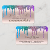 Moderne grafische Roos Gold Hearts Rainbow Glitter Klantenkaartje (Voorkant / Achterkant)