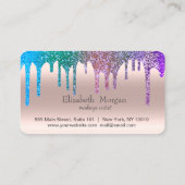 Moderne grafische Roos Gold Hearts Rainbow Glitter Klantenkaartje (Achterkant)