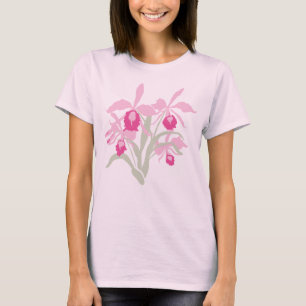 Moderne, grafische roze orchidee t-shirt met cattl