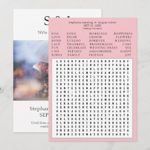 Moderne grafische roze weddenschap Word zoekdatum Kaart