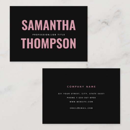 Moderne grafische roze & witte professional visitekaartje (Voorkant / Achterkant)