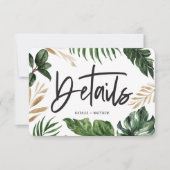 Moderne grafische script tekst bruiloft details RSVP kaartje (Voorkant)