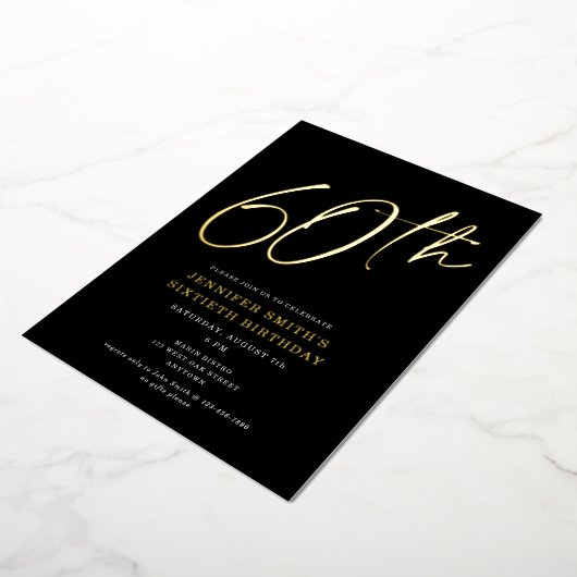 Moderne grafische scriptpagina Zestigste verjaarda Folie Uitnodiging (Gedraaid)