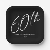 Moderne grafische scriptpagina Zestigste verjaarda Papieren Bordje (Voorkant)