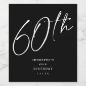 Moderne grafische scriptpagina Zestigste verjaarda Wijn Etiket (Enkel label)