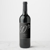 Moderne grafische scriptpagina Zestigste verjaarda Wijn Etiket (Voorkant)