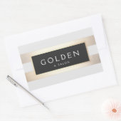 Moderne grafische striped FAUX Gold Foil en Black Rechthoekige Sticker (Envelop)