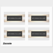 Moderne grafische striped FAUX Gold Foil en Black Rechthoekige Sticker (Vel)