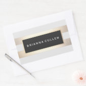 Moderne grafische striped FAUX Gold Foil en Black Rechthoekige Sticker (Envelop)
