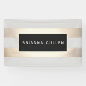 Moderne grafische striped FAUX Gold Foil en Black Spandoek (Horizontaal)