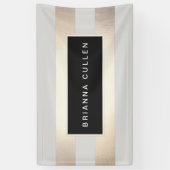 Moderne grafische striped FAUX Gold Foil en Black Spandoek (Verticaal)