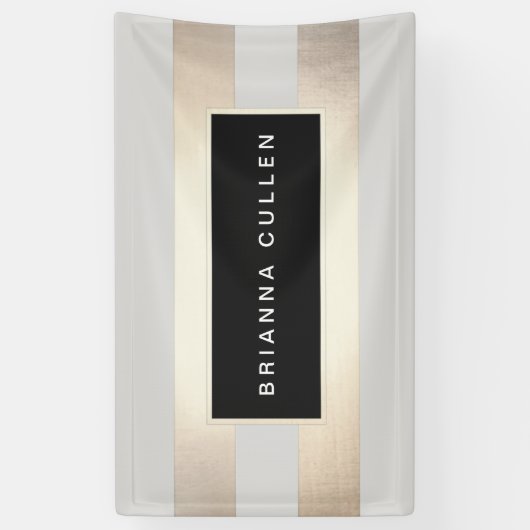 Moderne grafische striped FAUX Gold Foil en Black Spandoek (Verticaal)