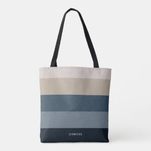 Moderne grafische strips met monogram tote bag