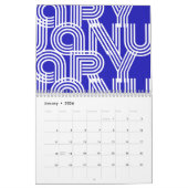 Moderne grafische Typografie Blauw wit Kalender (Jan 2026)