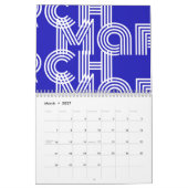 Moderne grafische Typografie Blauw wit Kalender (Mar 2027)