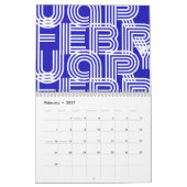 Moderne grafische Typografie Blauw wit Kalender (Feb 2027)