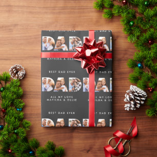 Moderne grafische typografie Multi foto vader Cadeaupapier