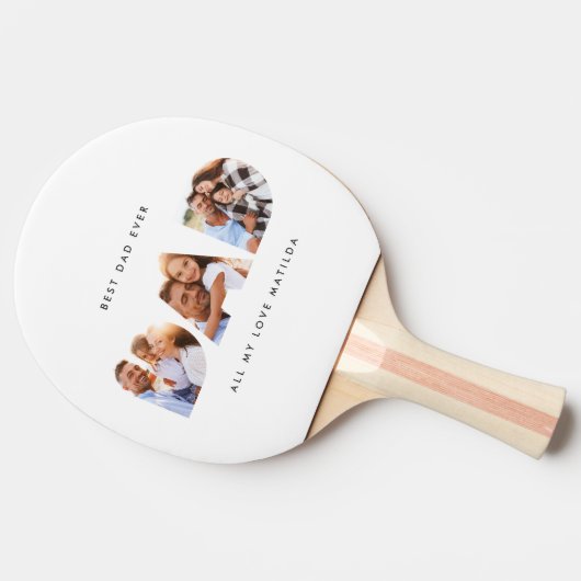 Moderne grafische typografie Multi foto vader Tafeltennisbatje (Zijkant)