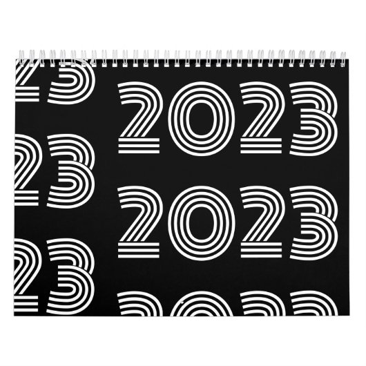 Moderne grafische typografie zwart-wit kalender (Hoes)