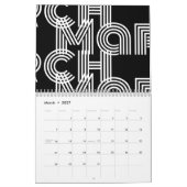 Moderne grafische typografie zwart-wit kalender (Mar 2027)