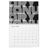 Moderne grafische typografie zwart-wit kalender (Jan 2027)