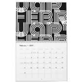 Moderne grafische typografie zwart-wit kalender (Feb 2027)