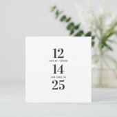 Moderne, grafische typografische bruiloft voor fot save the date (Staand voorkant)