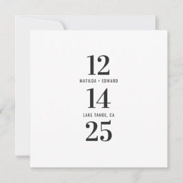 Moderne, grafische typografische bruiloft voor fot save the date