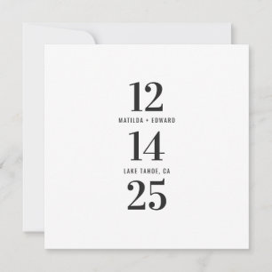 Moderne, grafische typografische bruiloft voor fot save the date
