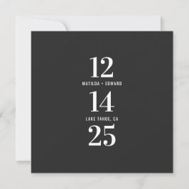 Moderne, grafische typografische bruiloft voor fot save the date