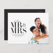 Moderne, grafische, typografische foto waarop de d briefkaart (Voorkant / Achterkant)