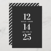 Moderne, grafische, typografische monochrome bruil save the date (Voorkant / Achterkant)