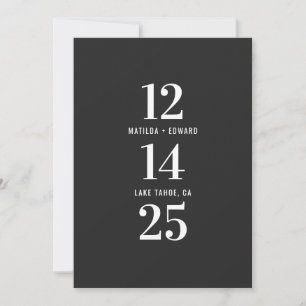 Moderne, grafische, typografische monochrome bruil save the date