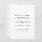 Moderne, grafische, typografische trouwuitnodiging kaart (Achterkant)