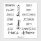 Moderne grafische waslabels sticker (Vel)