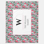 Moderne grafische Waterverf - Floral roze rozen mo Fleece Deken (Voorkant)